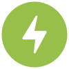 Icon Energiewirtschaft ein grüner Kreis mit einem weissen Blitz in der Mitte