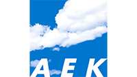 Logo AEK: Himmel mit Wolken weiss AEK geschrieben