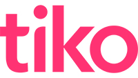Logo Tiko: hellrote Schrift auf weissem Hintergrund