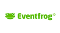 Logo Eventfrog: grüner Frosch danach mit grüner Schrift eventfrog
