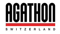 Logo Agathon Switzerland schwarze Schirft auf weissem Hintergrund, rot unterstrichen