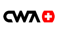 Logo CWA: CWA in schwarzer Schrift danach eine Schweizerflagge in Form einer CWA-Gondel