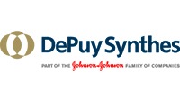 Logo DePuy Synthes in blauer Schrift auf weissem Hintergrund