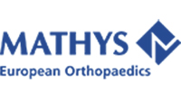 Mathys Logo: Blaue Schirft: Mathys European Orthopedics